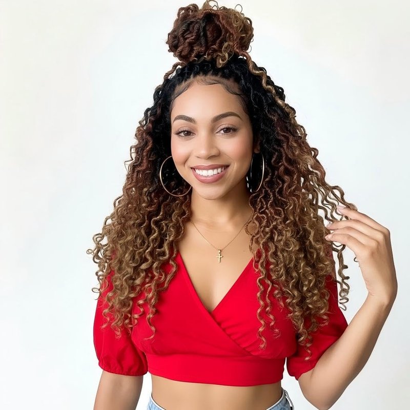 Goddess Locs Crochet Hair - 18 Inch Faux Locs for Black Women | Curly Ends, 8 Packs, 1B/30/27#