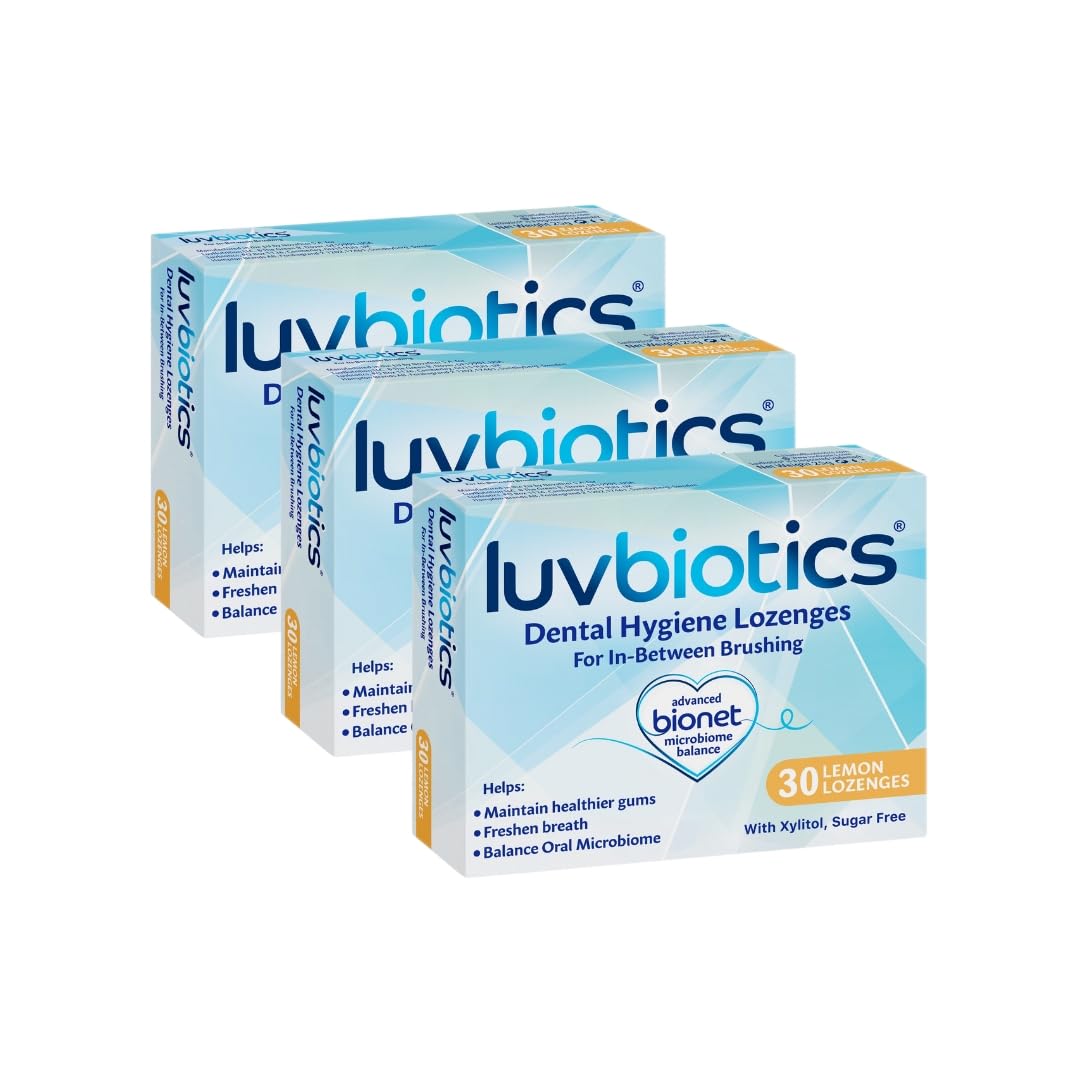 Luv Biotics Lemon Lozenges with Oral Probiotics, Xylitol & Aloe Vera - 3 x 30 lozenges