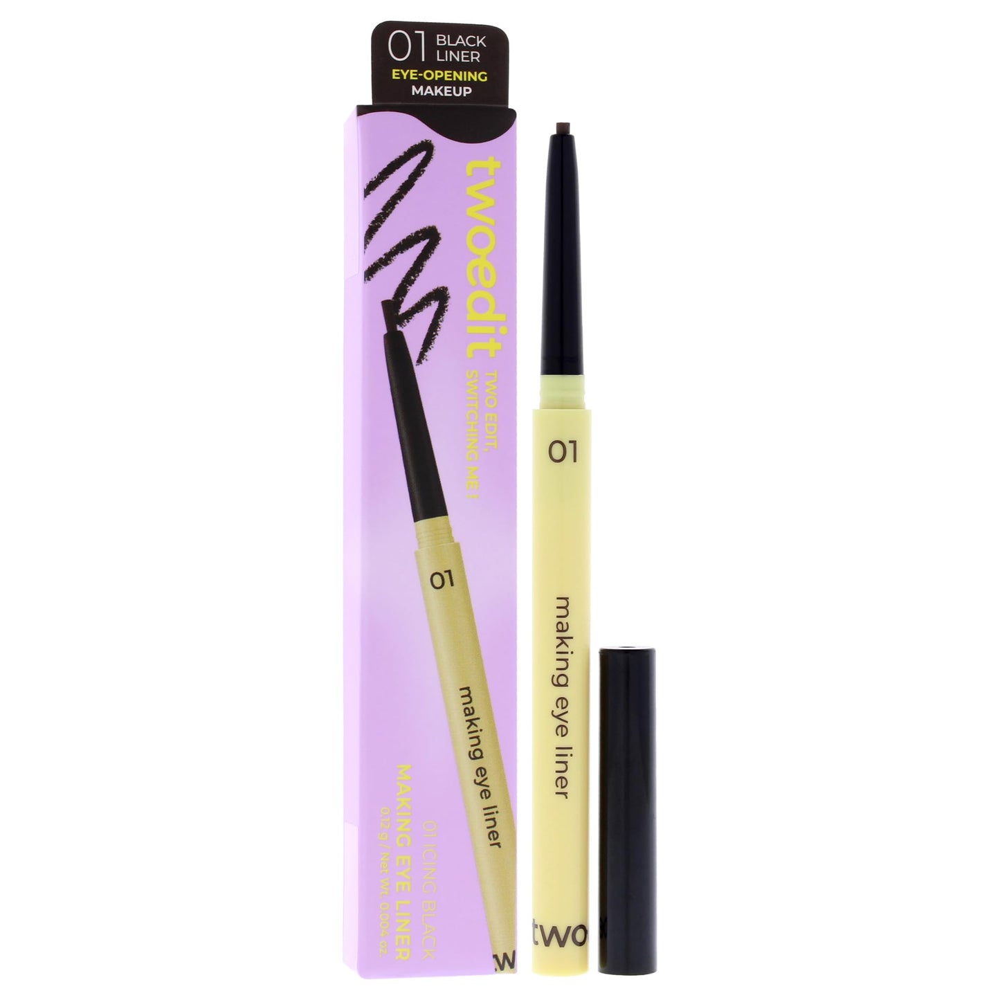 Making Eye Liner - 01 Icing Black by Two Edit for Women - 0.004 oz Eyeliner