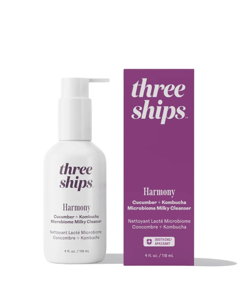 Three Ships Harmony Cucumber Kombucha Cleanser - Balance & Soothe Skin | Vegan, Cruelty-Free, 4 fl oz
