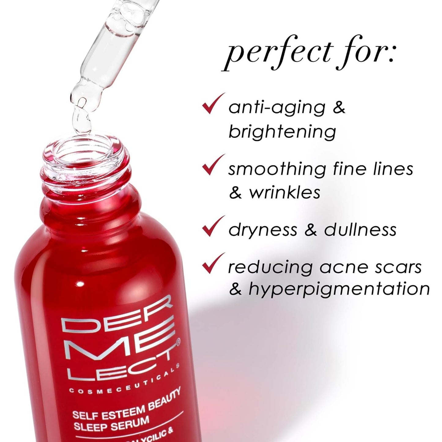 Dermelect Self-Esteem Beauty Sleep Serum - Exfoliating Night Treatment with Glycolic Acid & Vitamin C | 1 oz