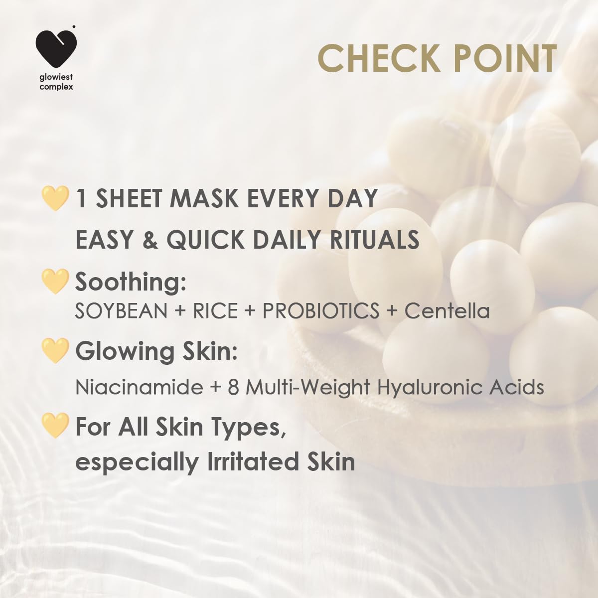 glowiest Dream Glow Soothing Sheet Mask (30 Count) | Soybean Extract & Rice Water, Calming | Niacinamide & Multi-Weight Hyaluronic Acid | Hydrating & Soothing Face Mask for Sensitive Skin