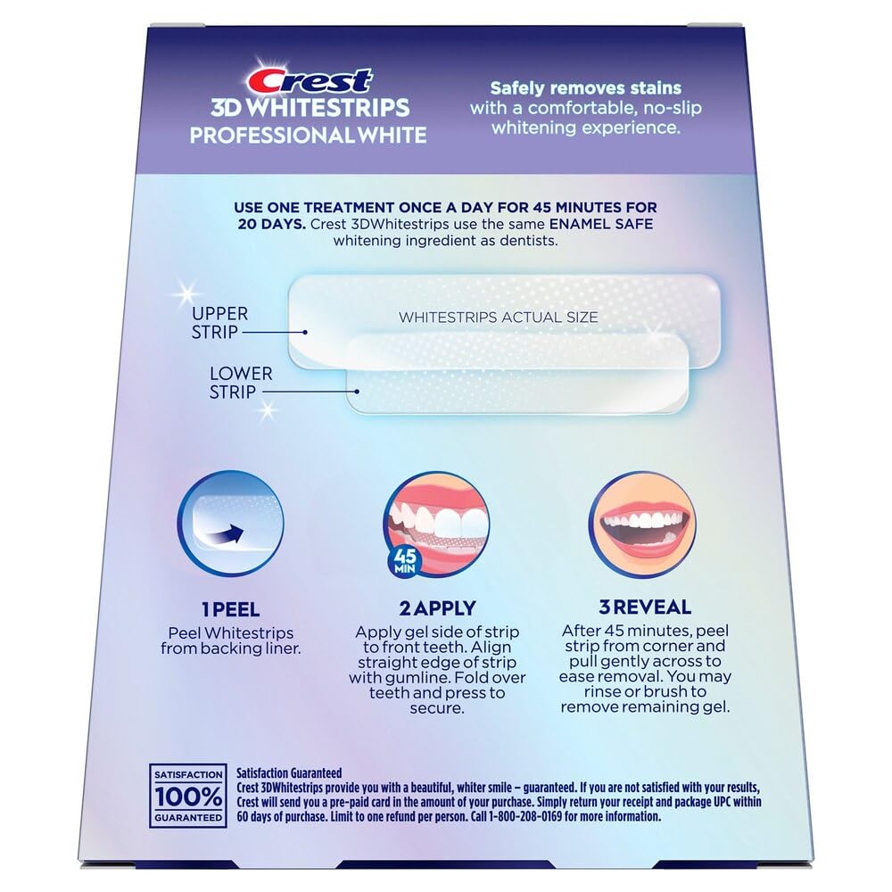 Crest 3D No Slip Whitestrips Professional Effects Teeth Whitening Kit 20 ea