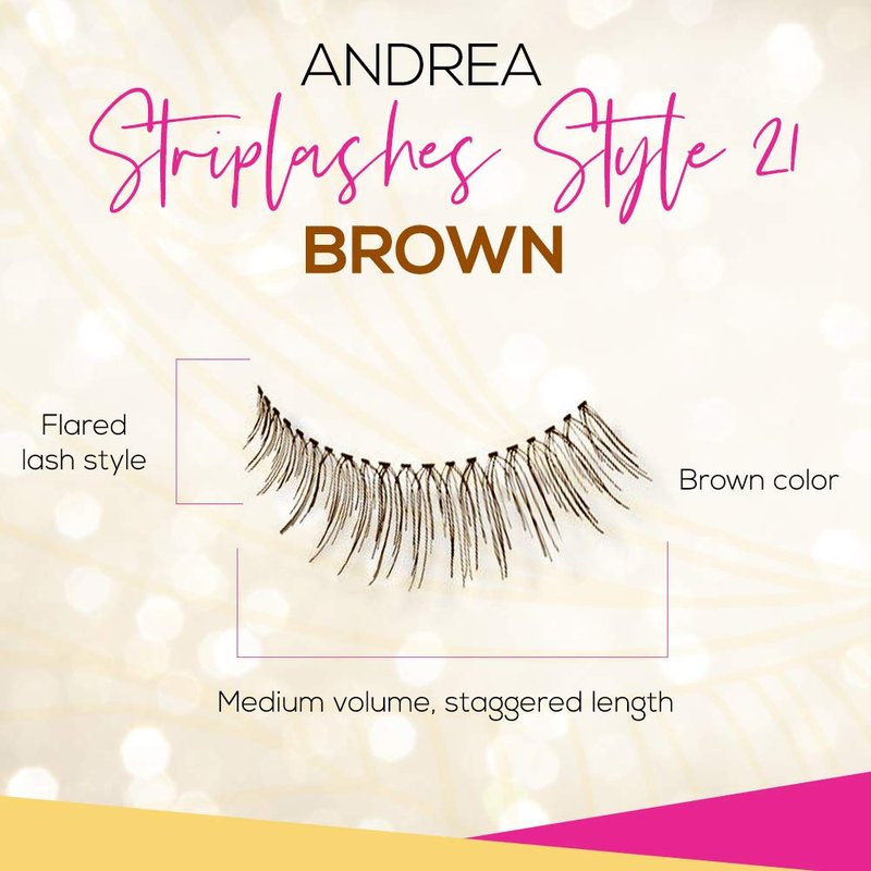 Andrea False Lashes | Style 21 Brown - Natural Look, Lightweight & Comfortable, 4 Pairs