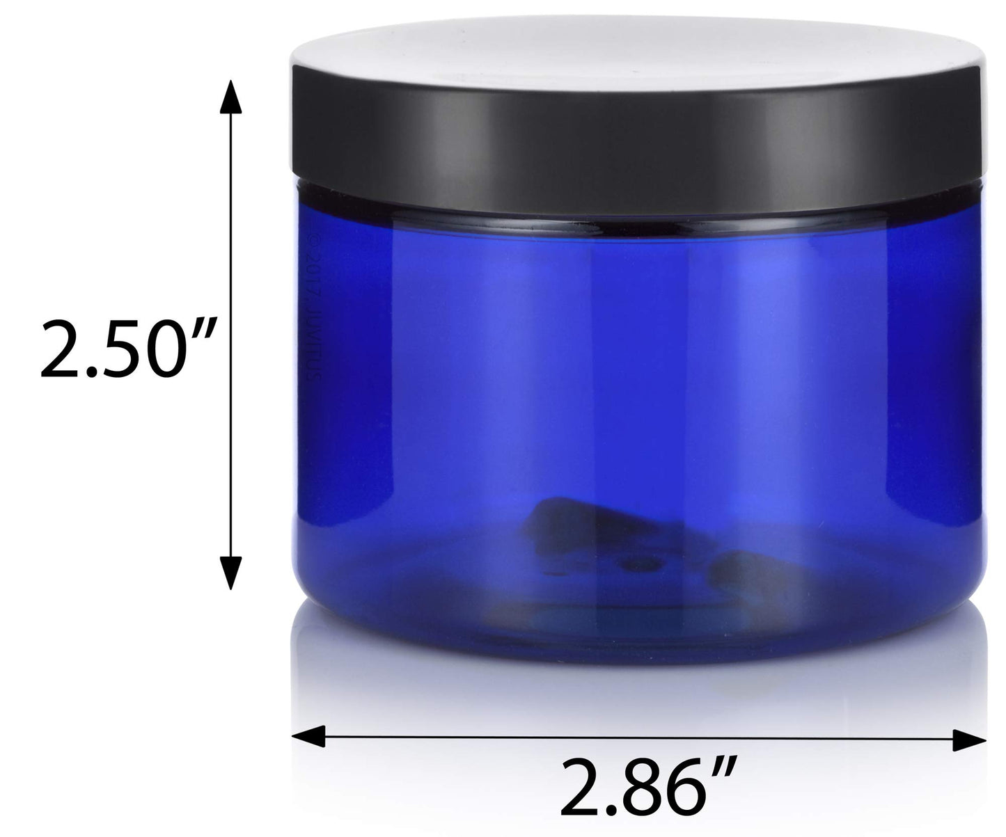 (12 pack) 6 oz Cobalt Blue PET Plastic Jar with Black Smooth Lid Storage Containers