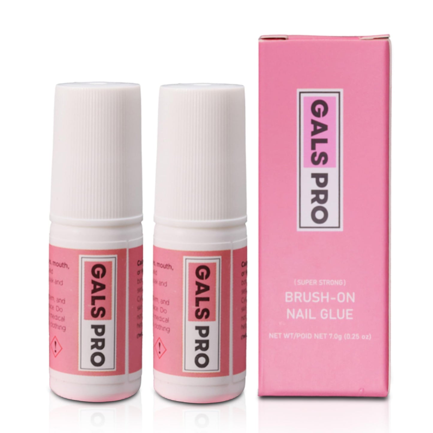 GALSPRO Strong Brush On Nail Glue for Press Ons - 2 Pack, 7.0 ml (0.25 Fl Oz) Each, Professional, Extra Strength & Long Lasting Nail Glue for Fake Nails with Fine Applicator