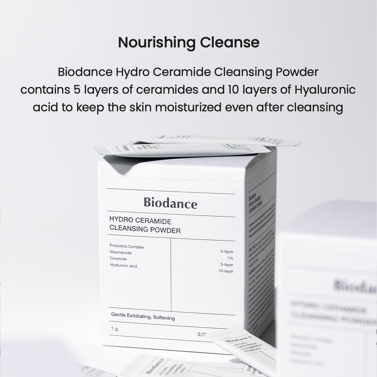 Biodance Hydro Ceramide Cleansing Powder, Gentle Exfoliating Daily Facial Cleanser with Hyaluronic Acids & Ceramides, Enzyme Powder | 0.03 oz x 30ea