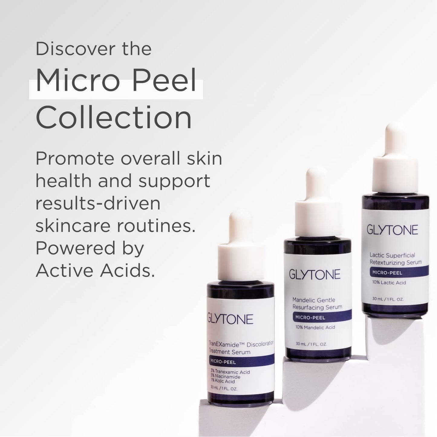 Glytone Micro-Peel 10% Mandelic Acid Serum | Anti-Aging AHA Gentle Exfoliant with Phytic Acid for all Skin types | Reduces Redness, Uneven tone & Dark Spots | Fragrance-Free, Paraben-Free - 1 Fl oz.