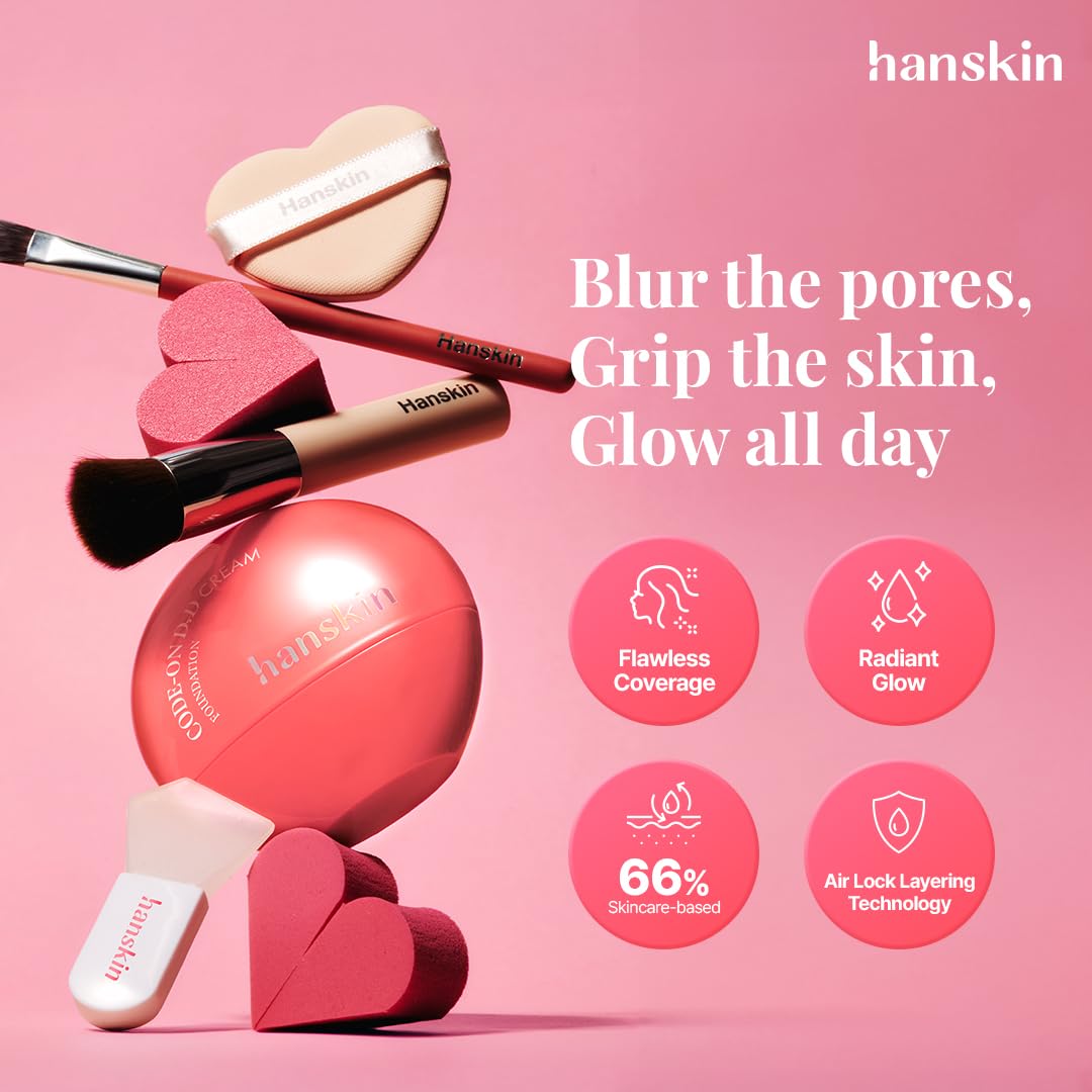 Hanskin DD Cream Foundation – Korean BB Cream Liquid Foundation | Lightweight Semi-Matte Tinted Moisturizer | Pore-Blurring, Tone-Evening Daily Base Makeup | 1.18 fl oz (21N LIGHT BEIGE)