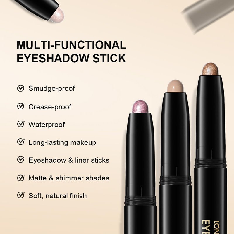 Erinde Waterproof Cream Eyeshadow Stick, Nude Beige Matte Eye Shadow Sticks, Cream to Powder Eye Brightener Pencil Crayon, Buildable & Blendable Long-Lasting Eye Shadow Stick, Vegan & Cruelty-Free, 03