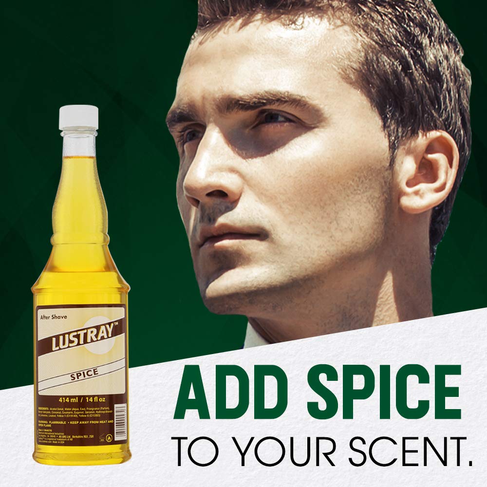 Clubman Lustray Spice After Shave Lotion – Classic Men's Aftershave for Razor Burn Relief, Refreshes & Soothes Skin After Shaving, 14 oz