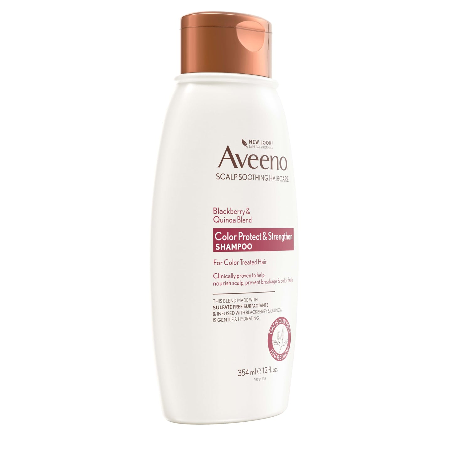 OGX Aveeno Color Protect Strengthen+ Blackberry Quinoa Shampoo, Fresh, 12 Fl Oz