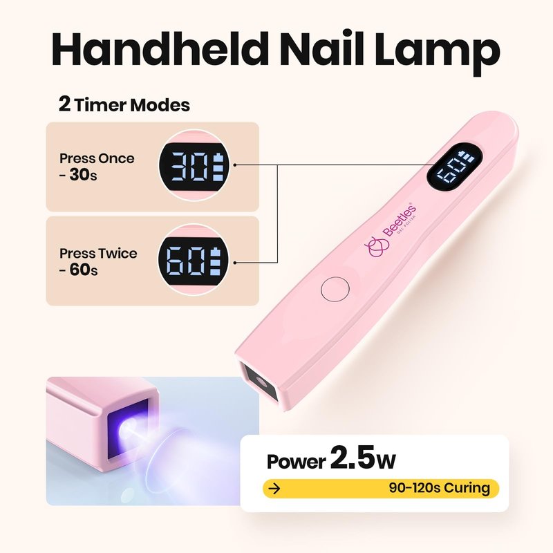 Beetles Builder Gel Nails Kit HEMA Free & Handheld Nail Lamp,8 in 1 Clear Natural Nude Building Gel with Base Top Coat,for Thickening Strengthening Building Apex for Beginner DIY Salon at Home Gifts