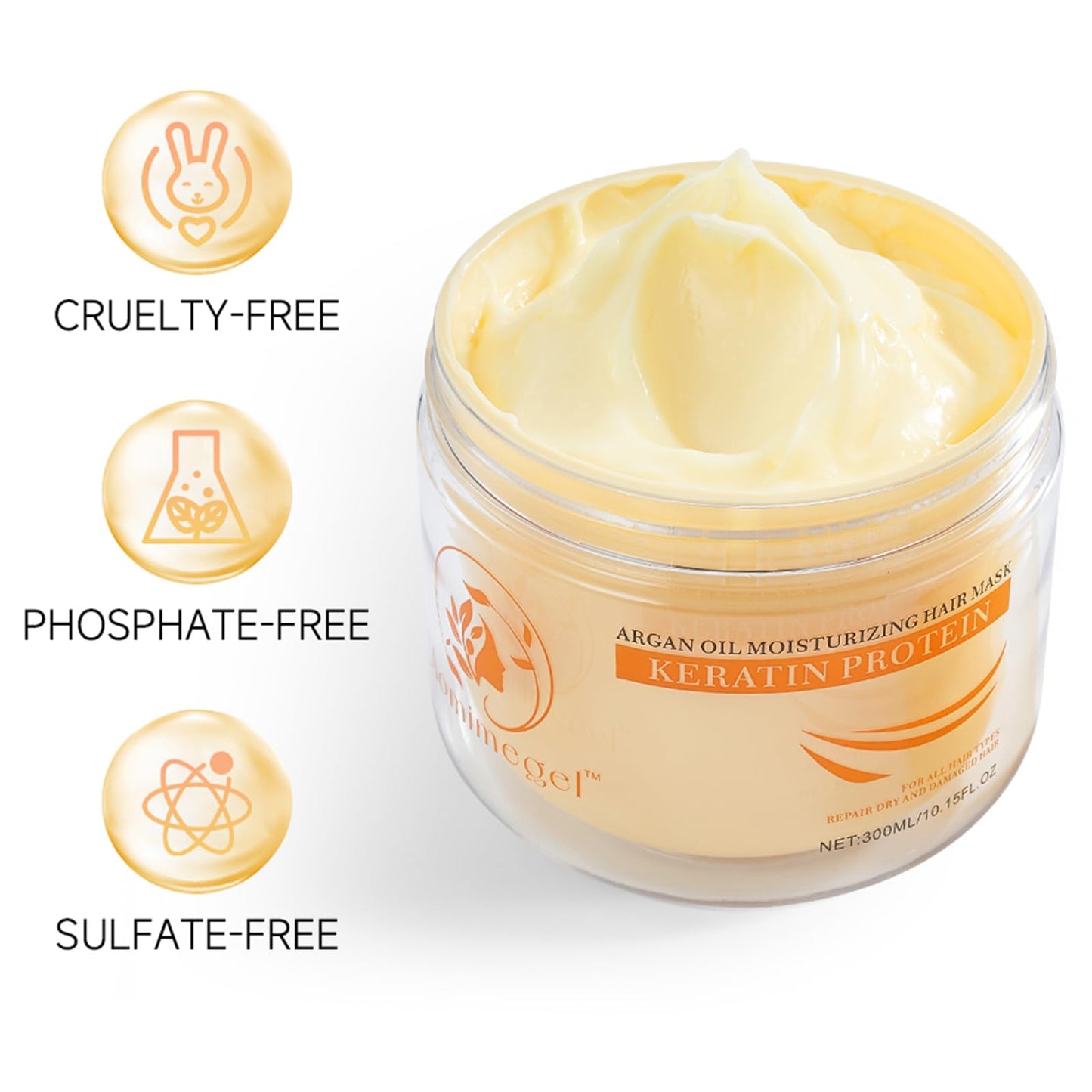 Aomimegel Collagen Hair Mask,Deep Repair Conditioning Argan Oil Hair Mask for Damaged Hair Treatment, Deep Conditioner Hydrating Hair Masque for All Hair Types 10.15 oz 300ml