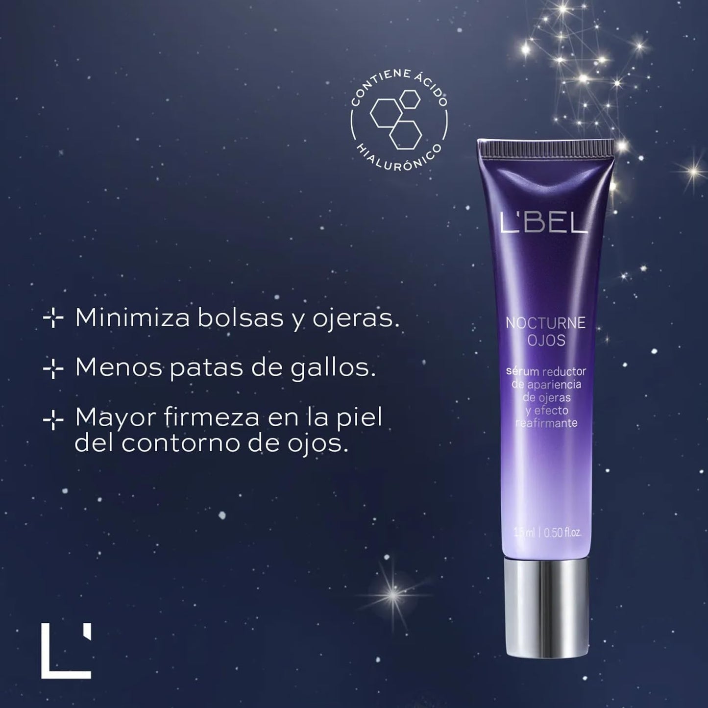 L'Bel - Nocturne Eye Cream with Hyaluronic Acid, Provides firmness, Fights Dark Circles and Bags