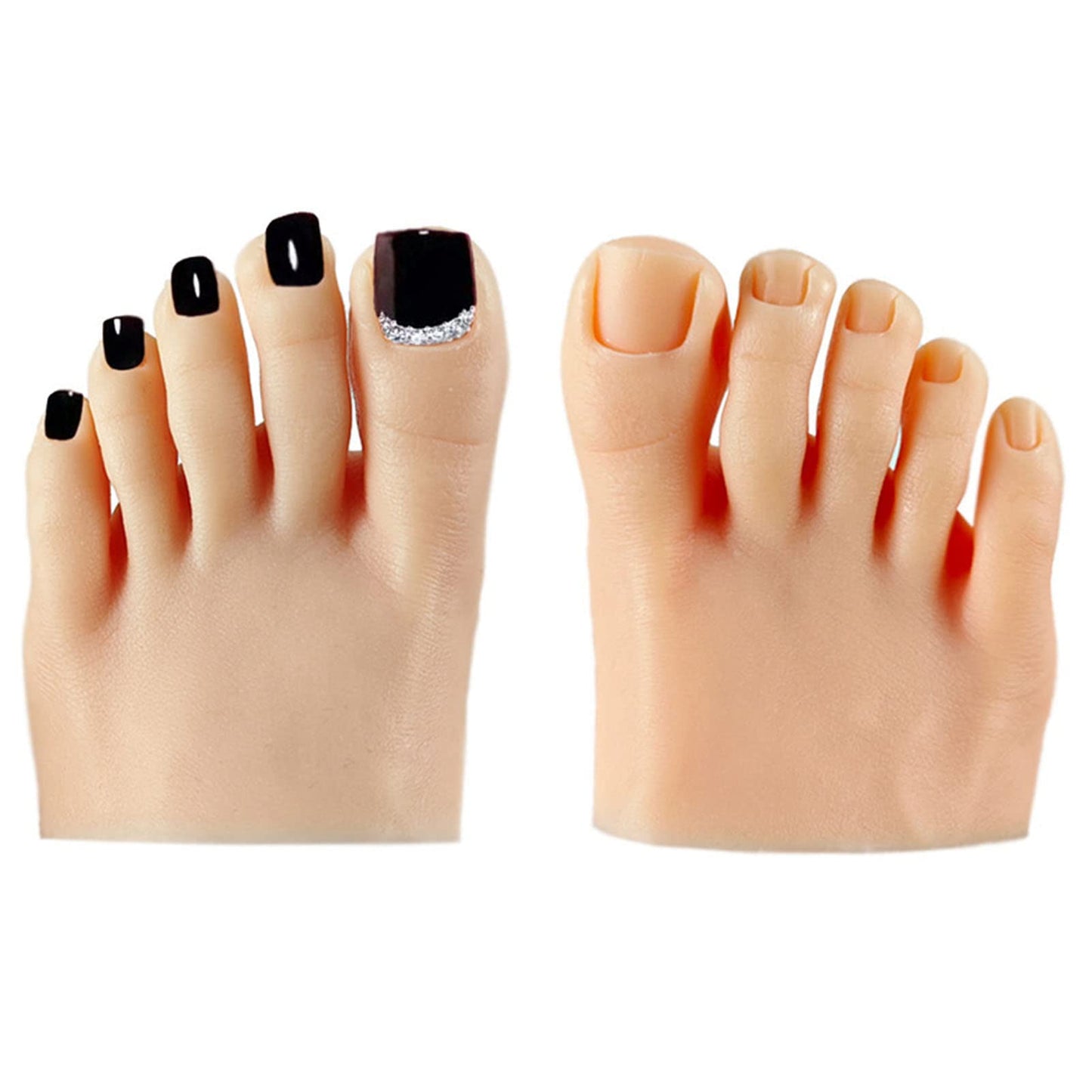 CYTGOUPER Silicone Fake Foot Model 1 Pair–Soft Half Foot with Fake Toes for Nail Art Practice, Tattoo Training,Pedicure Kit,Reusable Skin Silicone Foot for Beginners, Salon Props
