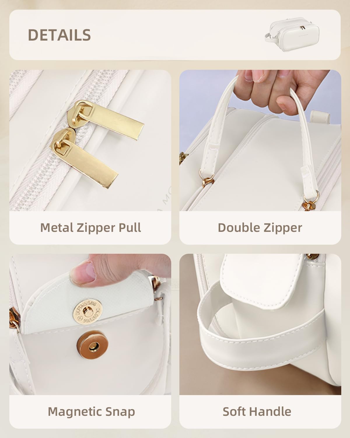 Travel Makeup Bag - Waterproof Cosmetic Organizer with Vertical Brush Holder | Portable Design for Women