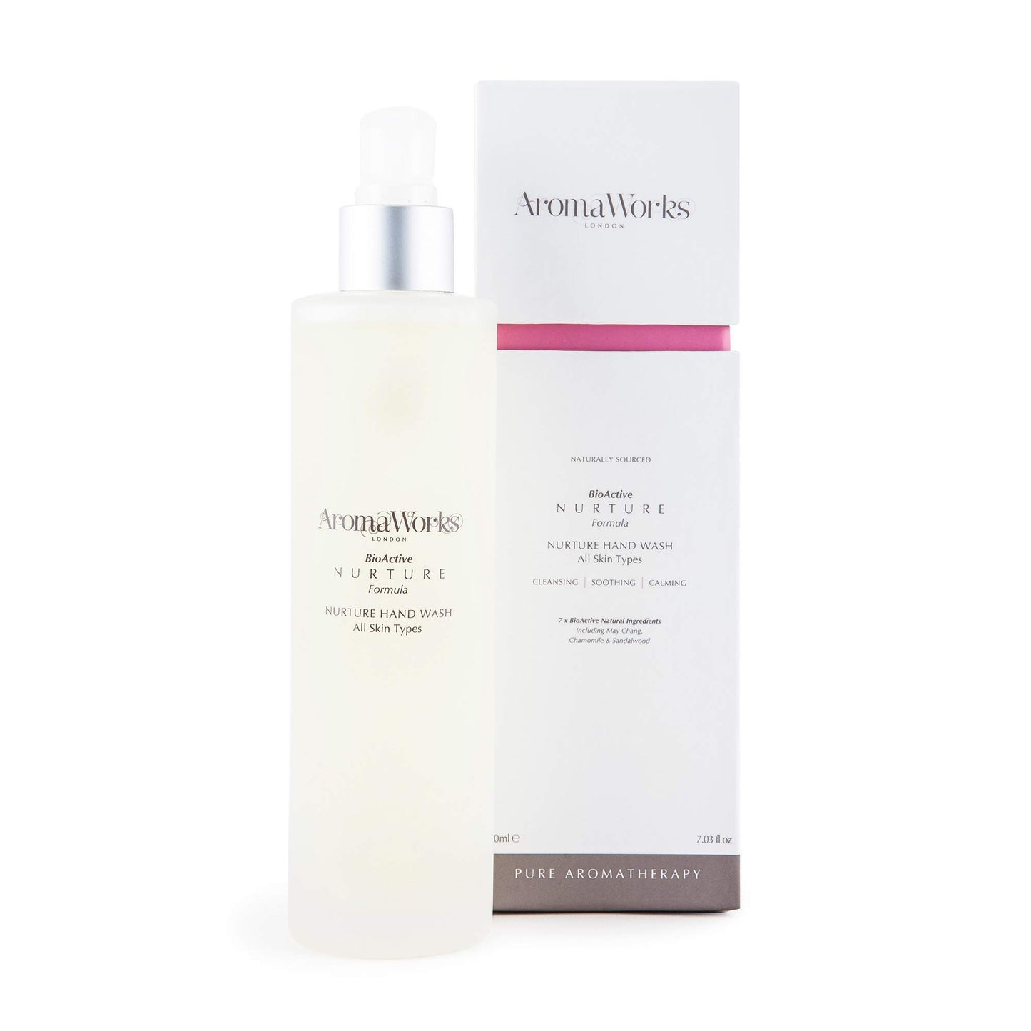 Aromaworks Nurture Hand Wash - May Chang, Roman Chamomile And Sandalwood Aromas - Cleansing, Soothing And Calming - Natural, Vegan - 100% Pure Essential Oil - Cleanses Without Drying - 7.03 Oz