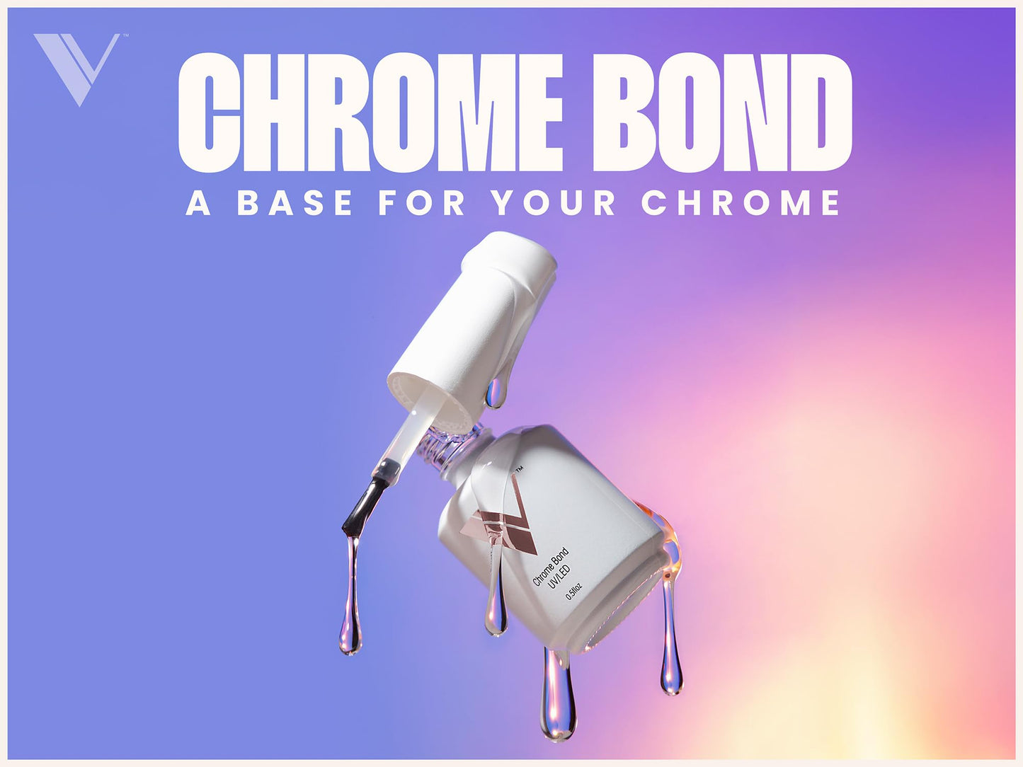 V Beauty Pure Chrome Nail Bond - Chrome Base Coat, Precise Powder Placement with Maximum Retention, Beginner-Friendly Formula, Protects Against Lifting and Chipping - 15 mL