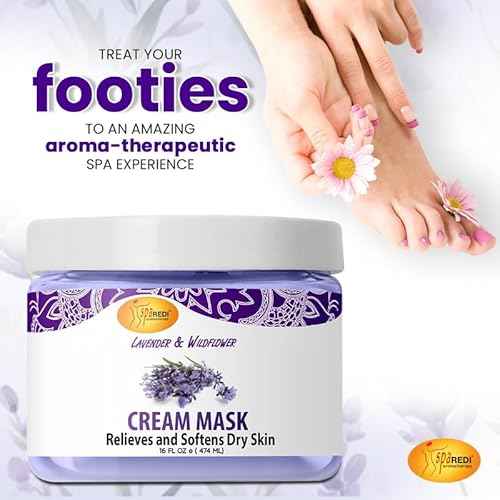 SPA REDI - Body and Foot Cream Mask, Lavender and Wildflower, 16 Oz - Pedicure Massage for Tired Feet and Body, Hydrating, Fresh Skin - Infused with Hyaluronic Acid, Amino Acids, Panthenol