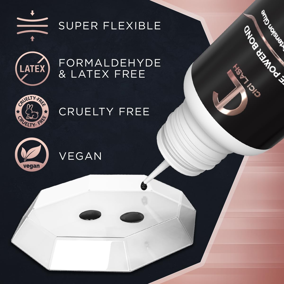 Elite Power Eyelash Extension Glue & Remover Gel | 8 Week Retention, 1-2 Second Drying Time | Deep Black Color | Latex Free | Super Fast Professional Removal | Easy to Control | Professional Lash Supp