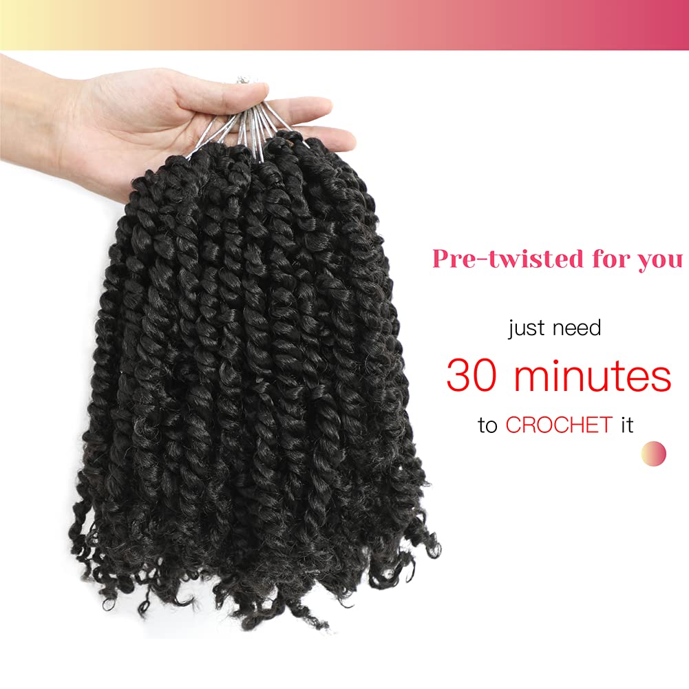 BOHOBABE Passion Twist Crochet Hair 10 Inch for Black Women, Pre-twisted,1B
