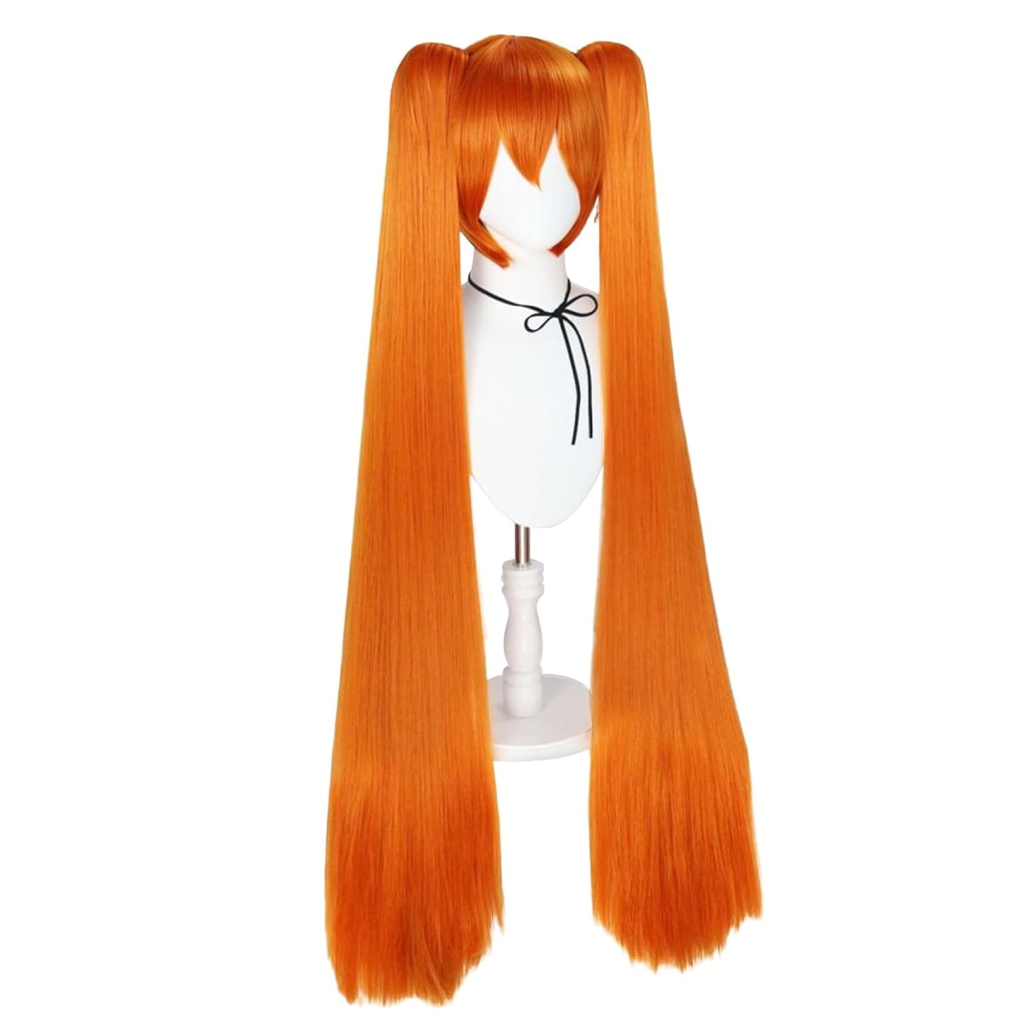 Long Double Clip Ponytail Wig for Women - Vibrant Orange Cosplay Hair