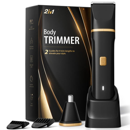Electric Razor for Men, IPX7 Waterproof Versatile Shaver for Temple, Groin, Nose, Ear Hairs, Beard, Body Hair Trimmer for Men, Painless Grooming Kit with 2 Replaceable Ceramic Blade Heads