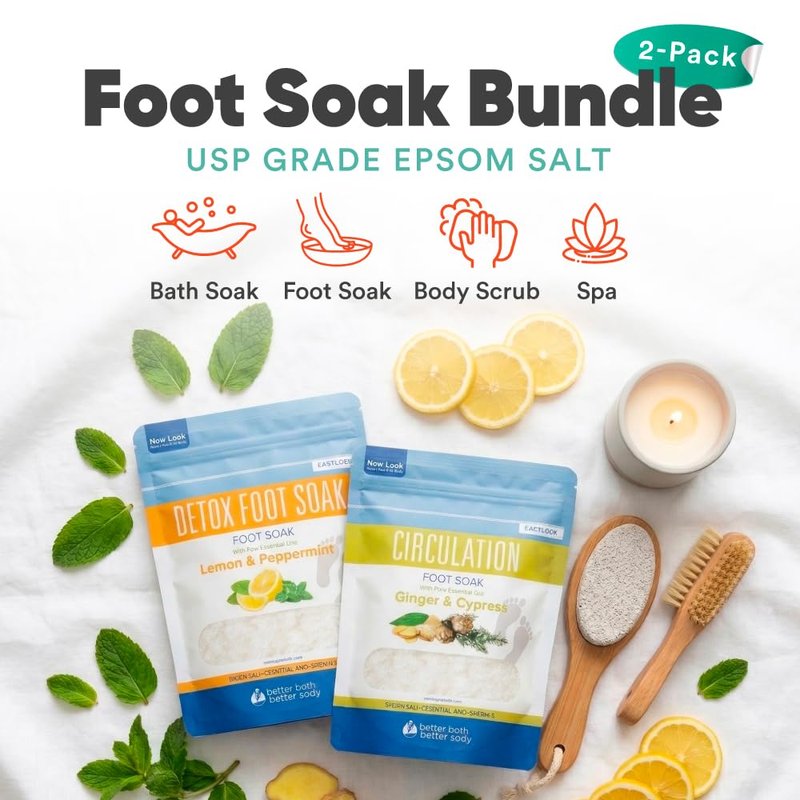 Foot Soak Salts Bundle 3 Pack DIY At Home Spa with USP Epsom Salt and Pure Essential Oils in BPA Free Pouch with Easy Press Lock Seal (2 Lbs Each 6 Lbs Total)