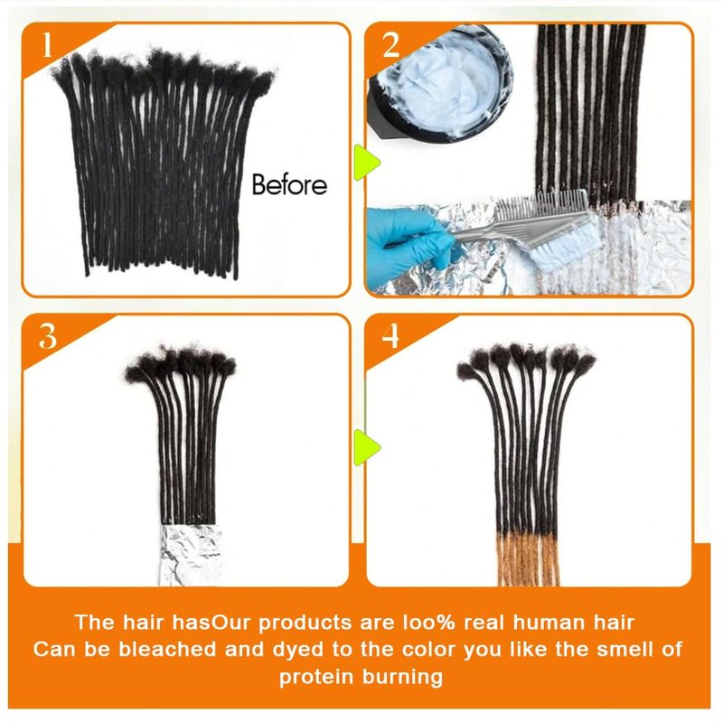 Dreadlock Extensions Human Hair 0.6cm Width 8 Inch 20 Strands, 100% Human Hair Loc Extensions, Full Handmade Locs Extensions for Men/Women, Can be Dyed Soft Dreads, #27 Blond