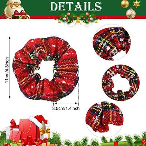 WILLBOND 25 Pcs Christmas Scrunchies for Women Red and Green Hair Accessories Bulk Holiday Plaid Velvet Soft Elastic Snowflake Ponytail Holder for Women Gifts(Novel Christmas Pattern)