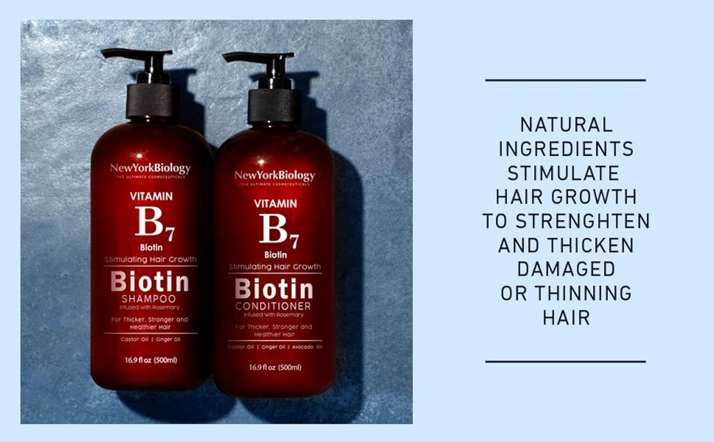 Biotin Shampoo and Conditioner Set for Hair Growth | Thickening Formula for Thinning Hair - 16.9 Fl Oz
