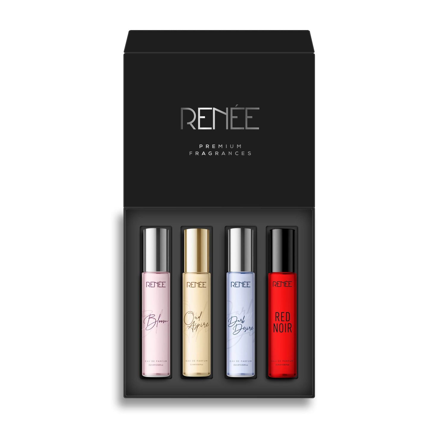 RENEE Women's Luxury Perfume Gift Set Combo Pack of 4 Eau De Parfum - 15ml Travel-size Bottles, Long Lasting Scents of Floral, Fruity & Spicy Notes