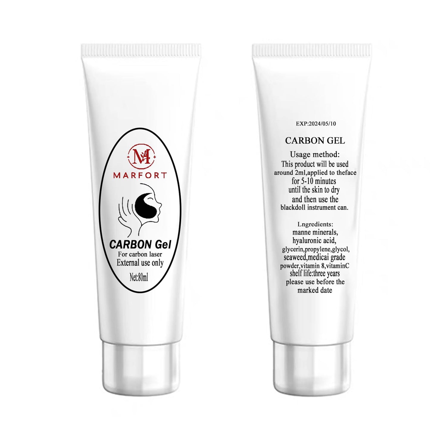 Marfort Carbon Peel Cream Gel for Facial Skin Rejuvenation Black Doll Deep Cleaning with Carbon Gel Safe & Effective（80ml）