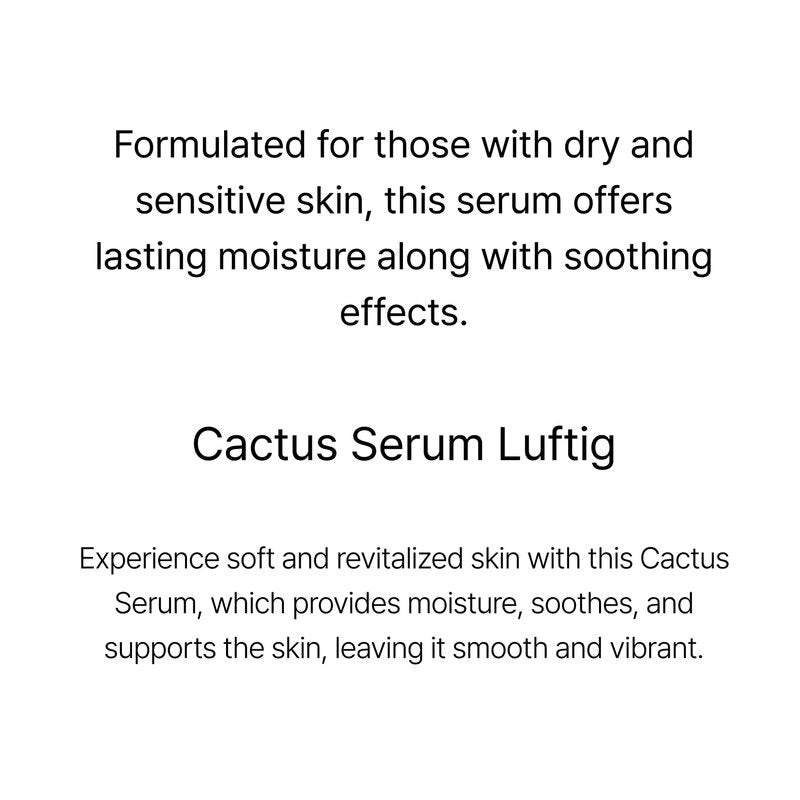 ODELOI Cactus 76% Serum Luftig 1.69 fl.oz / 50ml, Water Based Hydration with Opuntia Extract, Hyaluronic Acid & Allantoin, For Dry and Sensitive Skin Types, Korean Skincare