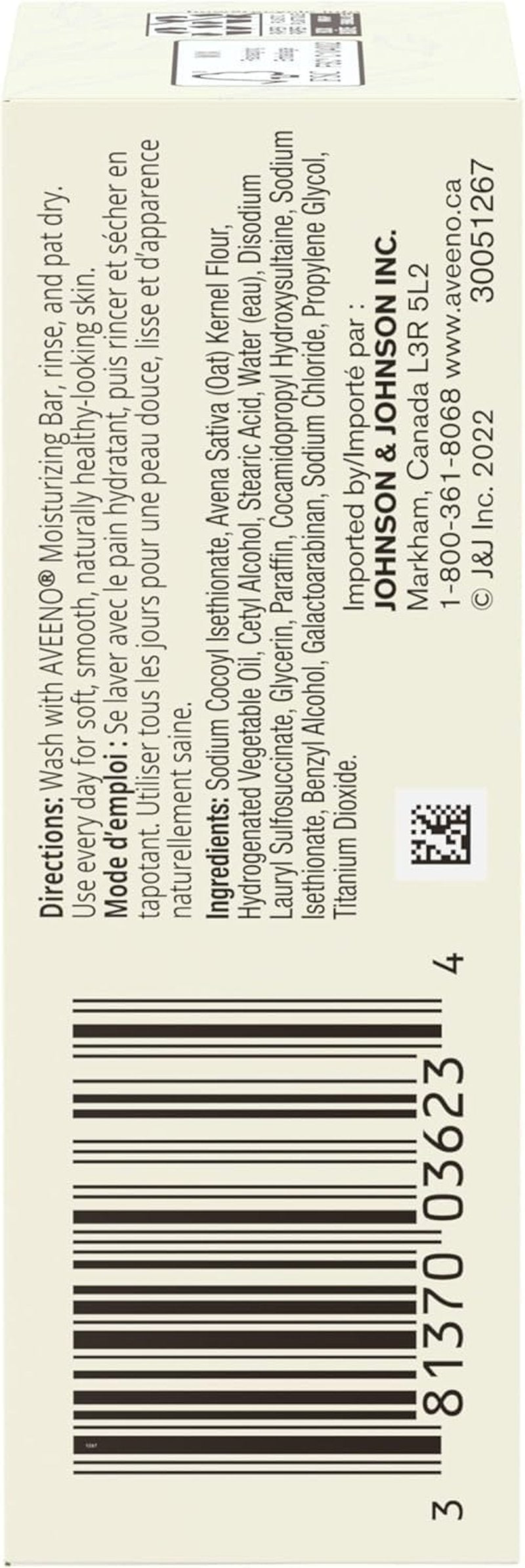 Aveeno Gentle Moisturizing Bar Facial Cleanser with Nourishing Oat for Dry Skin, Fragrance-free, Dye-Free, & Soap-Free, 3.5 oz (Pack of 4)