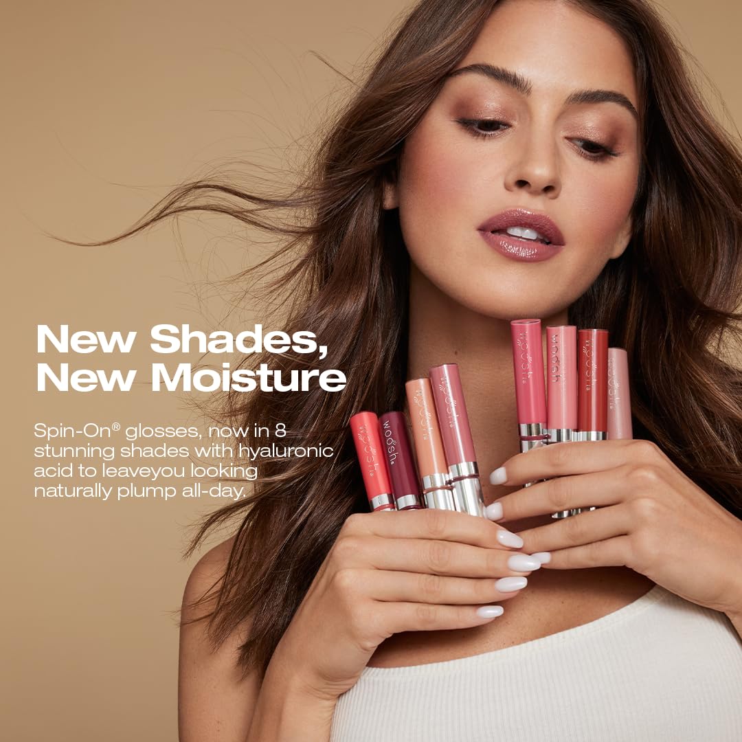 Woosh Beauty, Spin-On Lip Gloss, Hydrating Hyaluronic Acid & Shea Butter, No Fine Lines, Shine Finish, Vegan & Cruelty-Free - Splash