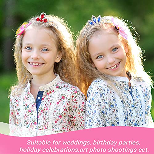 10 Pieces Girls Princess Rhinestone Crown Colorful Crystal Headband Crystal Tiara Rhinestone Princess Headband for Birthday Wedding Crown Party Prom, Little Girls, Colorful