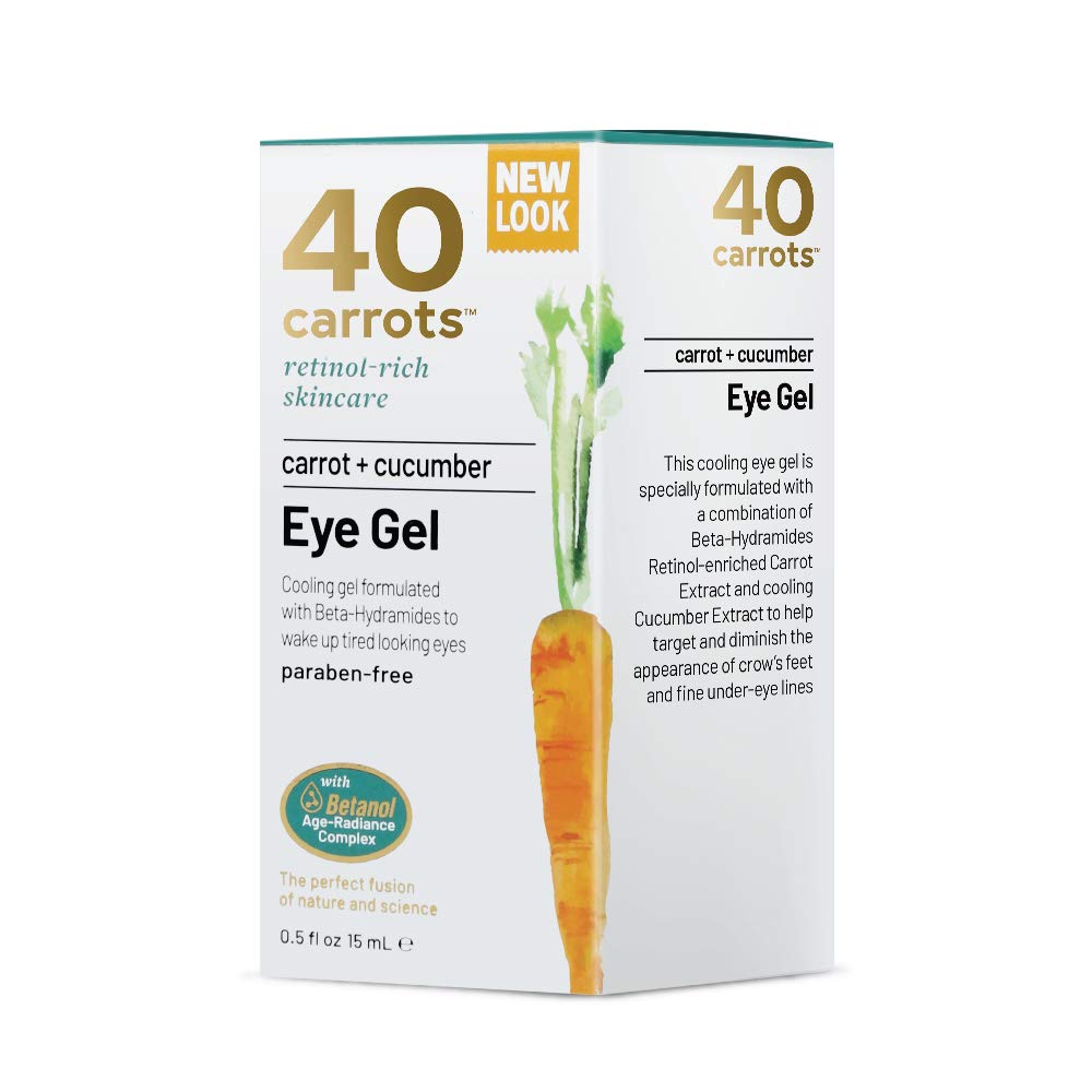40 Carrots Carrot & Cucumber Eye Gel with Retinol for All Skin Types - Smooths Fine Lines & Reduces Wrinkles, Crow's Feet, Dark Circles, Under Eye Bags | Paraben Free (0.5 fl oz) (Pack of 2)