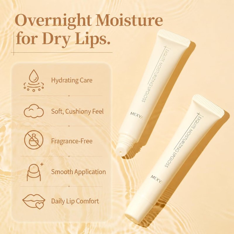 MEXYA Overnight Lip Mask for Dry Lips, Hydrating Lip Treatment with Jojoba, Meadowfoam and Vitamin E, Fragrance-Free Vegan Lip Balm, 2 x 0.3 oz