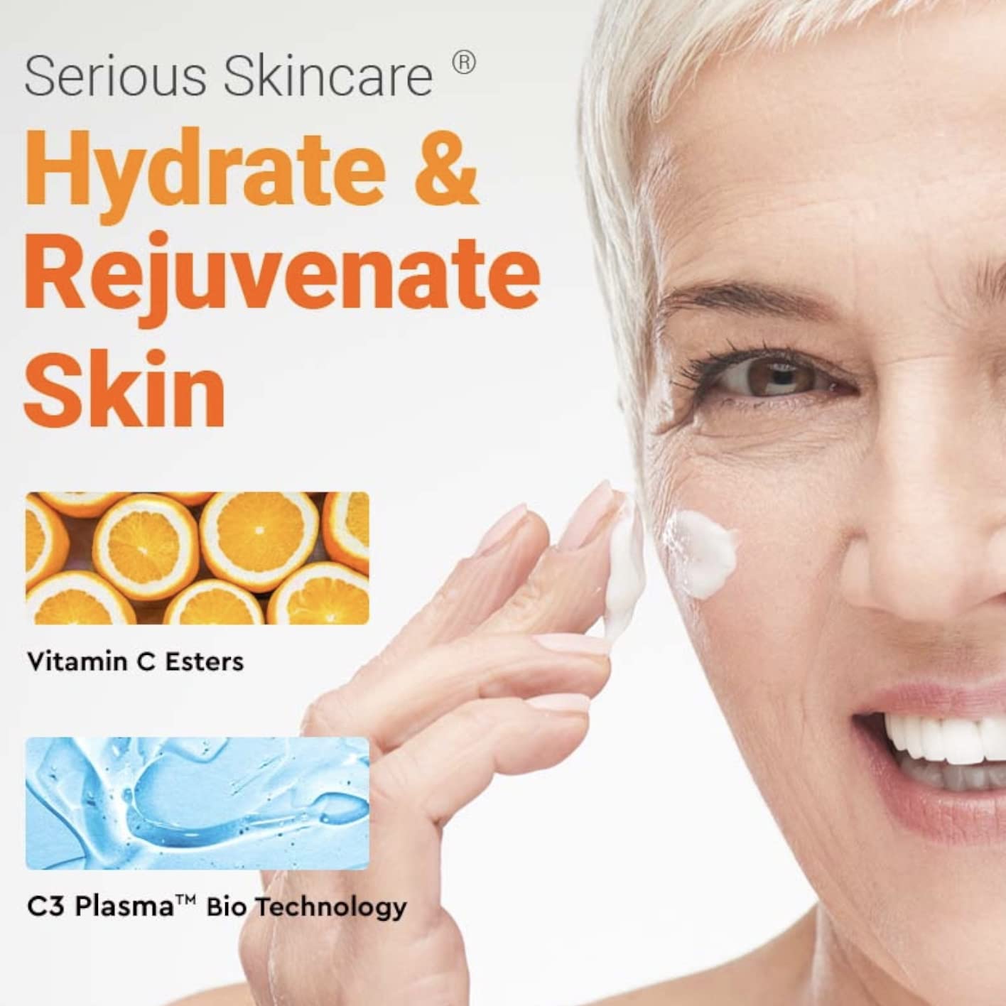 Serious Skincare - Vitamin C Eye Beauty Treatment Gel - Hyaluronic Acid & Collagen - For Undereye Lines, Wrinkles, Dark Circles - Hydrating & Soothing - C3 Plasma C Ester Biotechnology 0.5 oz.