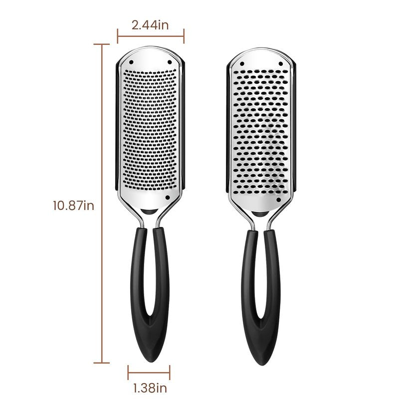 GazePlus 2 Pack Colossal Foot Rasp Scraper 1 Big Hole & 1 Small Hole, Detachable Professional Pedicure Tool Stainless Steel Dead Skin Remover Foot Scrubber Heels Repair for Dry and Wet Feet