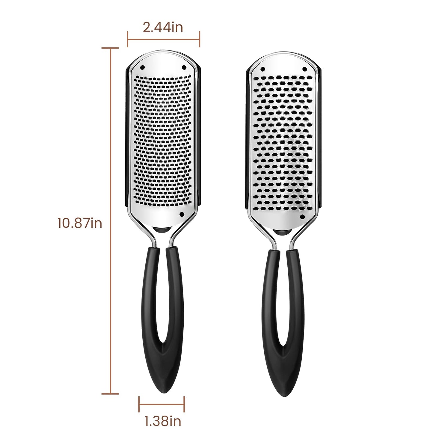 GazePlus 2 Pack Colossal Foot Rasp Scraper 1 Big Hole & 1 Small Hole, Detachable Professional Pedicure Tool Stainless Steel Dead Skin Remover Foot Scrubber Heels Repair for Dry and Wet Feet