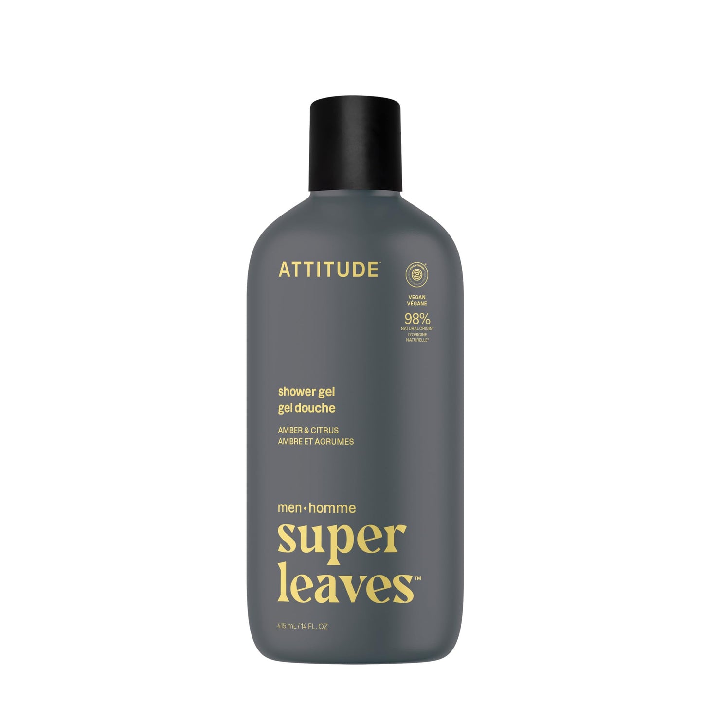 ATTITUDE Shower Gel Body Wash for Men, 98% Natural Origin Ingredients, Paraben & Phthalate Free, EWG Verified, Cleanses Without Drying