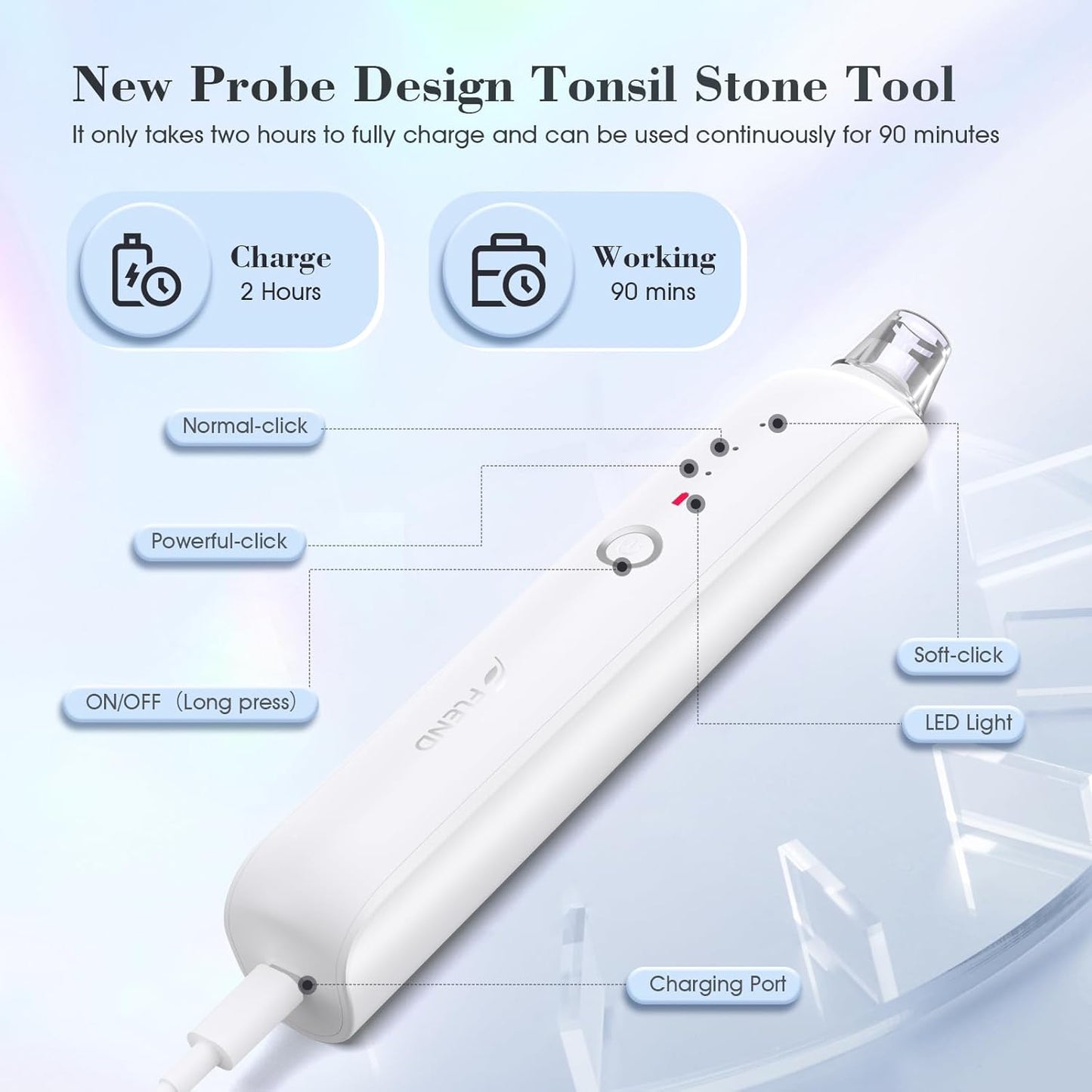 Tonsil Stone Remover Vacuum - 5X Magnifying Mirror, 3 Modes & LED Light | Oral Care Water Flosser