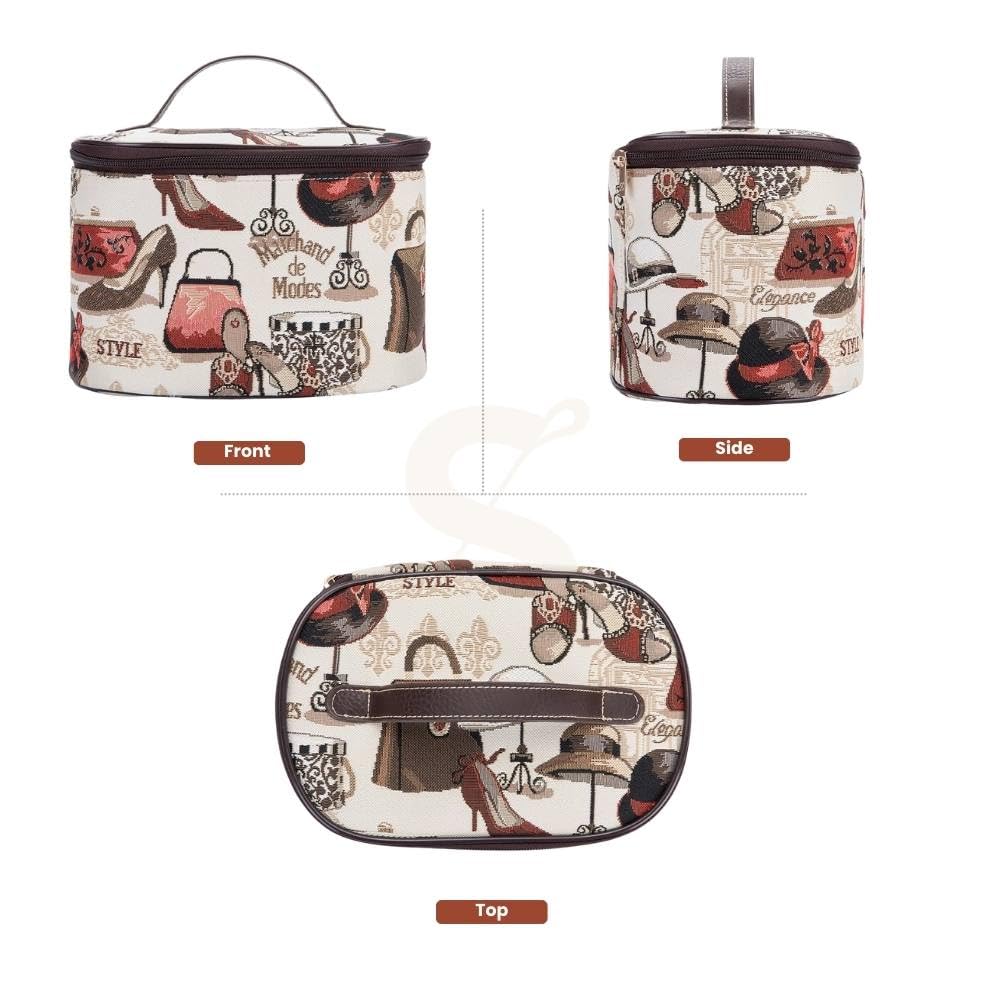 Signare Tapestry Toiletry Bag Makeup Organizer bag for Women with Fashion Boutique Design (TOIL-BOU)