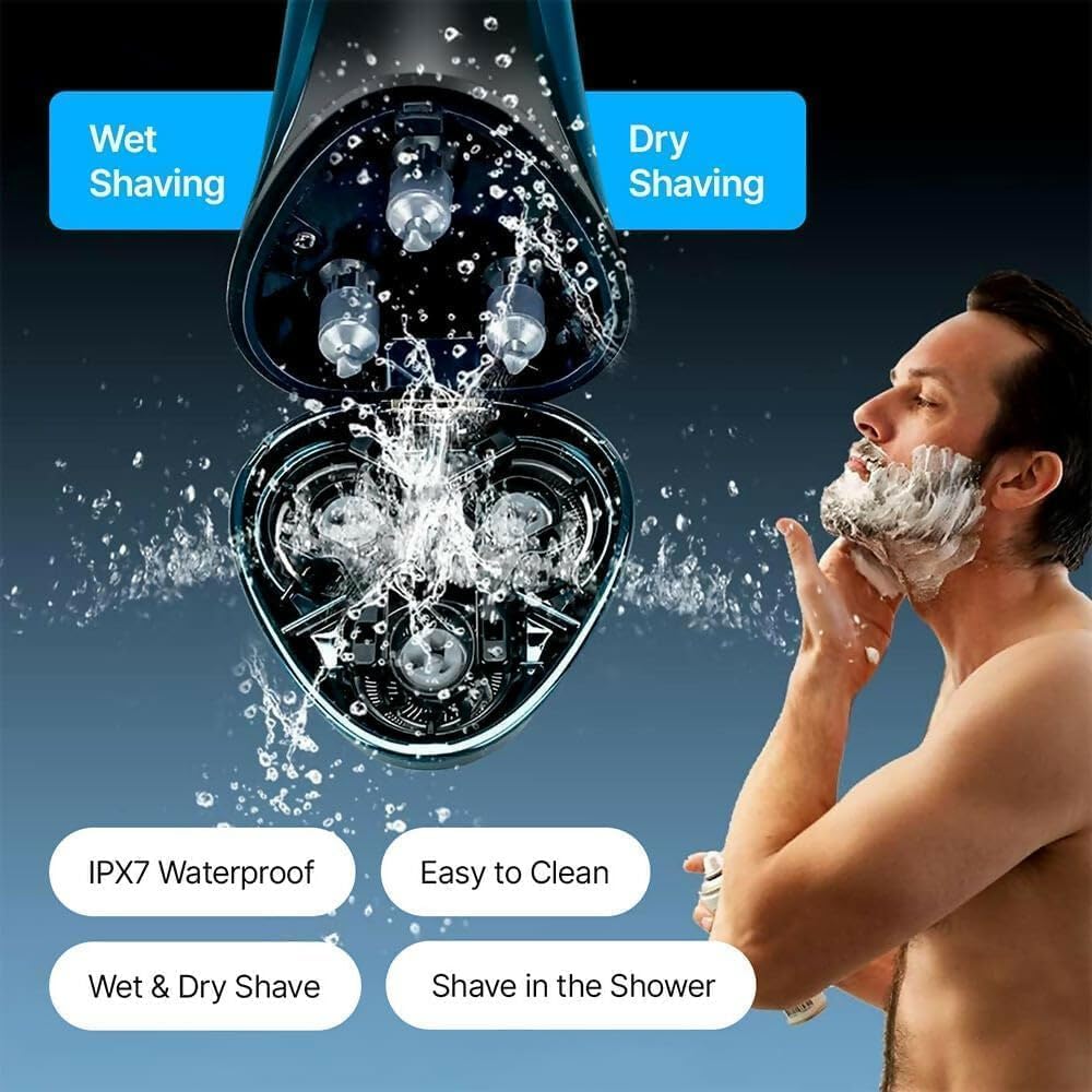 Snapbuy Electric Razor for Men, Snapbuy Electric Razor Pro of Father, 4D Floating Head Rotary Shaver,2025 New Electri c Shaver with LCD Display & Quiet Motor, IPX7 Waterproof (Blue)