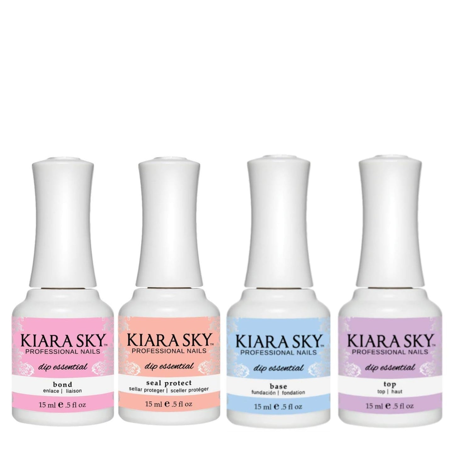 Kiara Sky Liquid Dip Kit - Essential Steps 1-4 for Dipping Manicures | 4 Full-Size Bottles