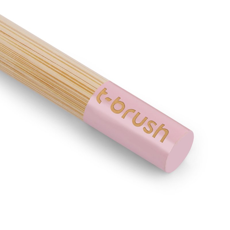 t-brush Kids Bamboo Toothbrush - Pink Colour - Cute Fun Toothbrush