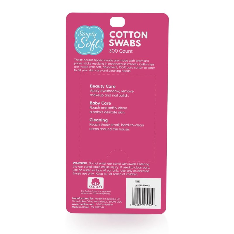 Cotton Tip Applicators - Double Round Cotton Swabs for Hygiene & Beauty Care | 300 Count (Pack of 4)